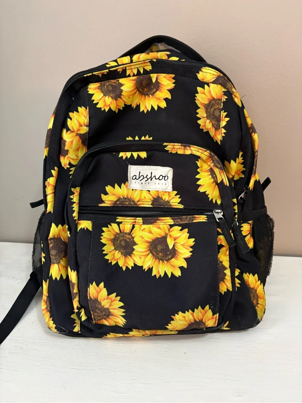 Abshoo Black Kids Backpack with Sunflower Print